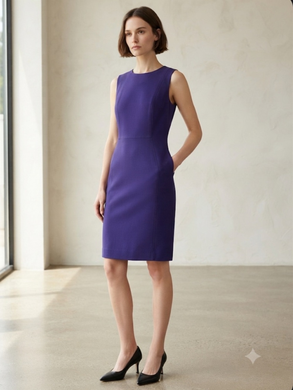 NWT Kasper Regal Purple Sleeveless Sheath Dress Size 6